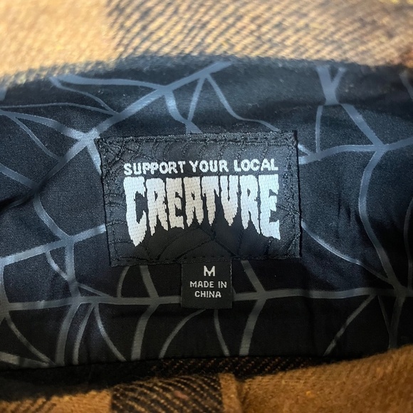 Creature Skateboards Web Yellow & Black Flannel Shirt Creature Fiend Men Medium - Picture 2 of 4